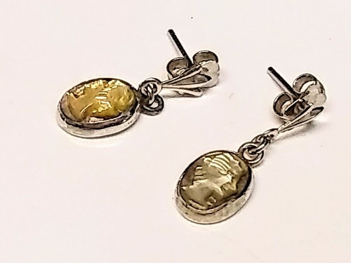 Antique 14k Gold Sardonyx Cameo Earrings
