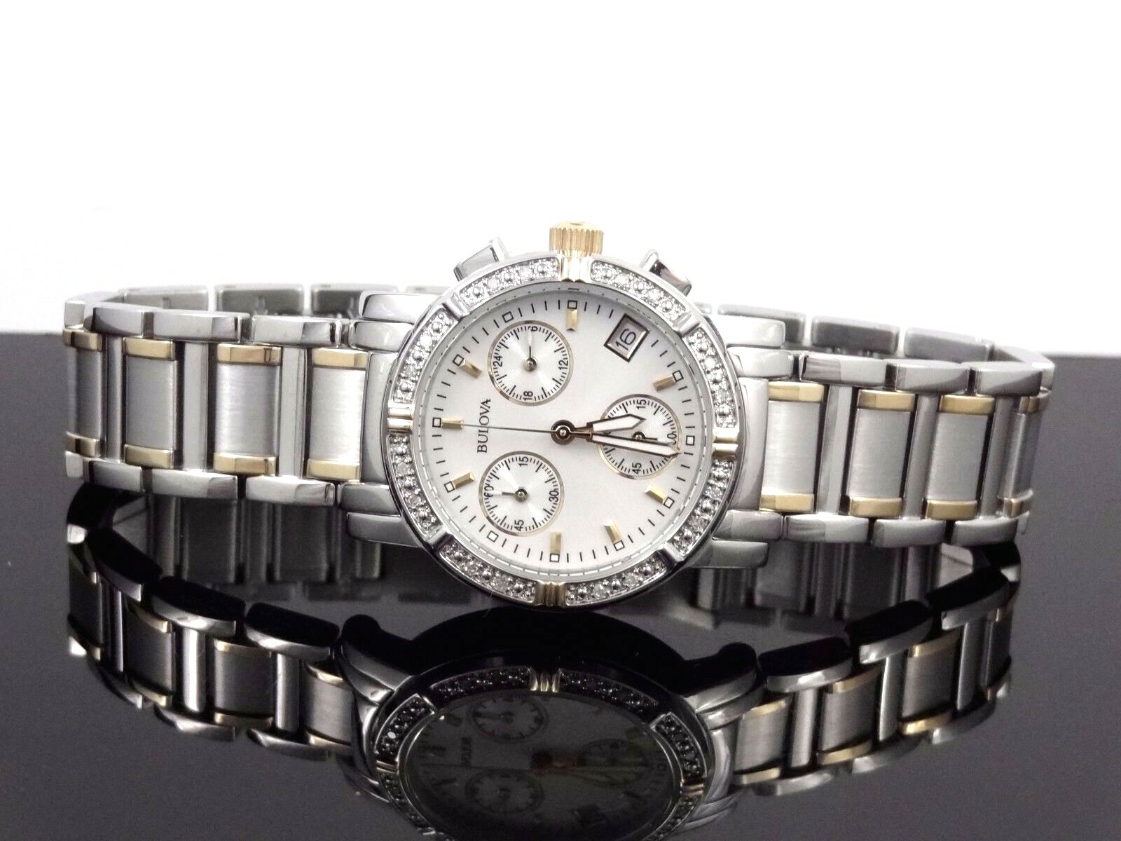 Bulova 98R98 Women's Diamond Encrusted Bezel Chronograph Bulova 98R98 Women's Diamond Encrusted Bezel Chronograph