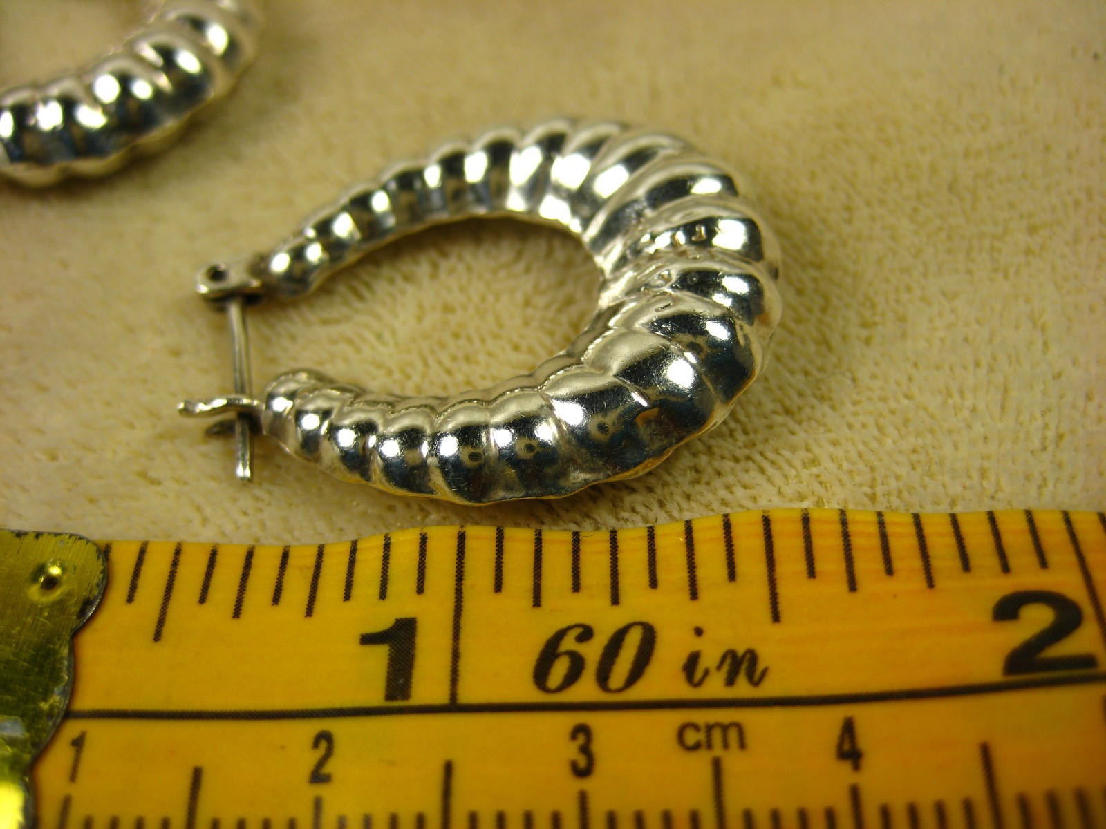 Vintage Sterling Silver Boho Mexico Southwestern Hoop Leverback Earrings 925