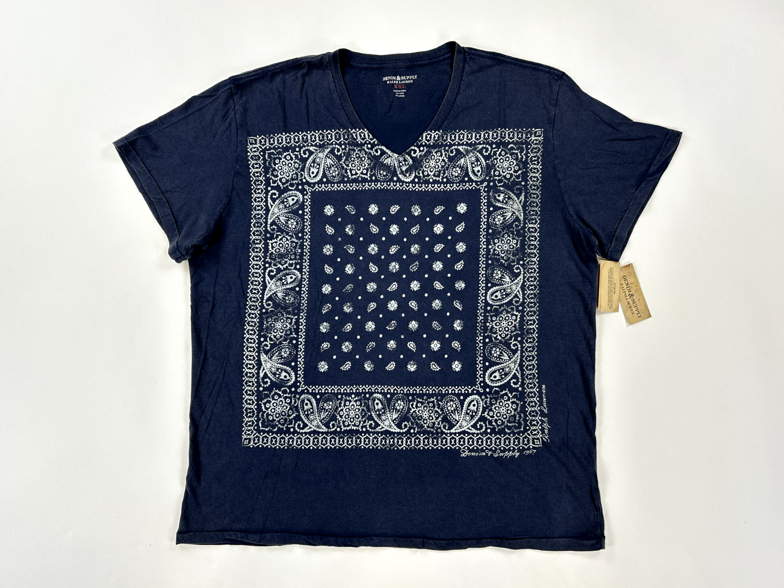 Футболка Ralph Lauren Denim & Supply с V-образным вырезом и принтом в виде банданы - Синий -