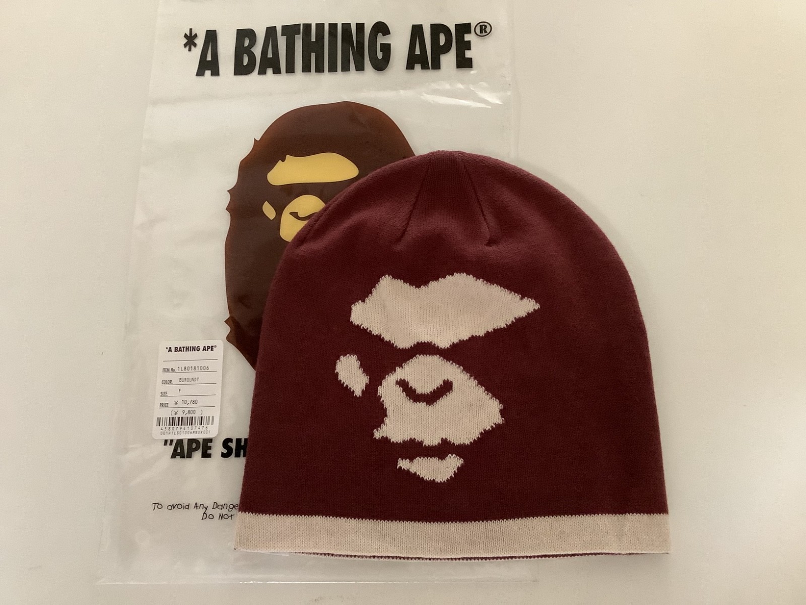 帽子 A BATHING APE Bape flame sta beanie Authentic a bathing ape bape mad ape face beanie burgundy