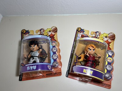 Lot Of 2 Super Gem Street Fighter Jr Figures Ken & Ryu Capcom ReSaurus