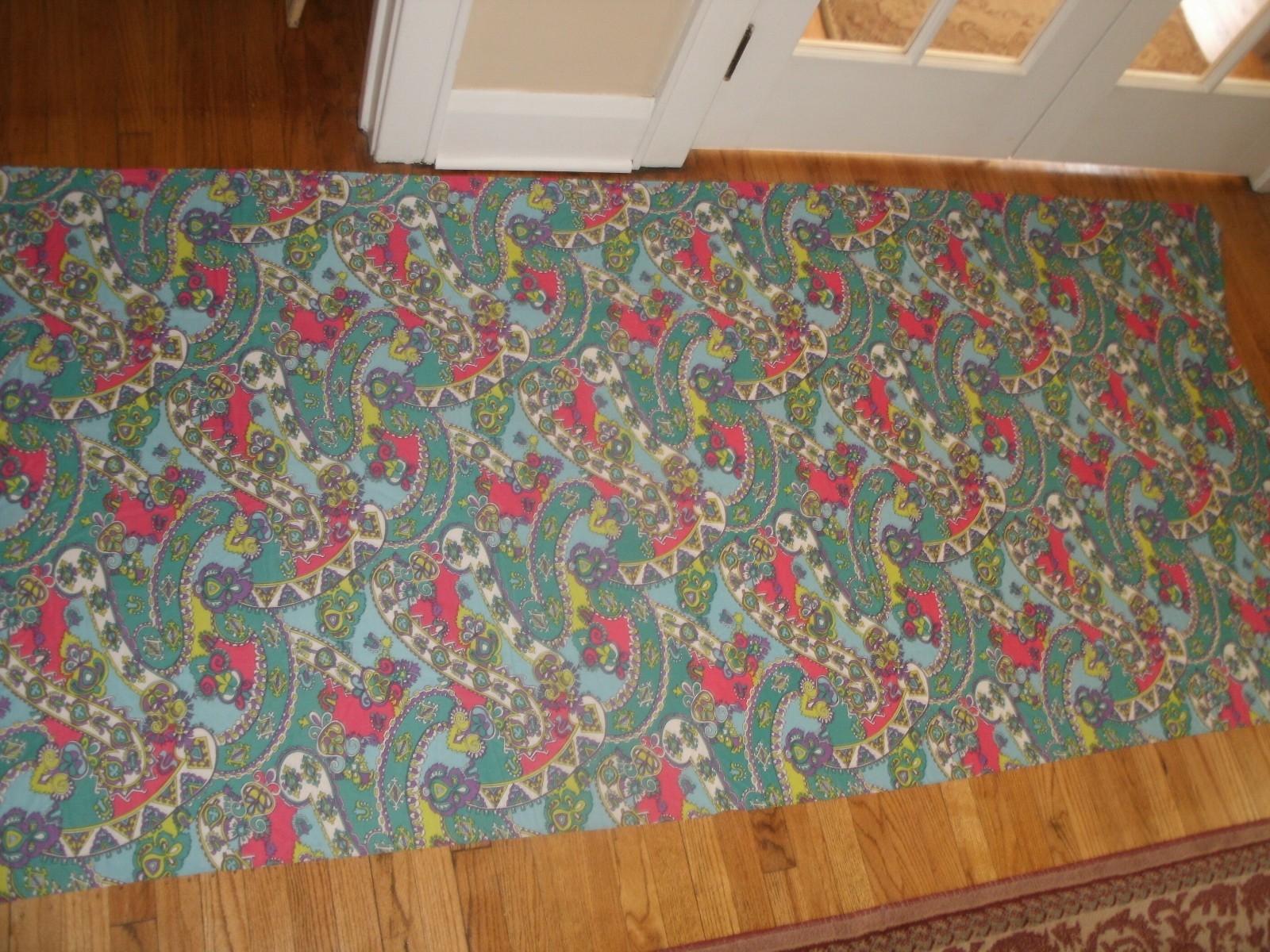Vintage Flower Power Palm Beach Mod Fabric 60s 70s 1960s Hot Pink 44