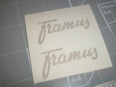 (2) FRAMUS  neck/body decals, gold self adhesive vinyl