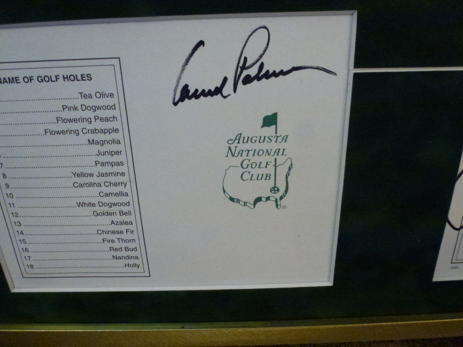 ARNOLD PALMER & JACK NICKLAUS Autographs The Masters at Augusta Flag & tee cards