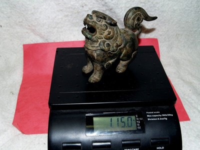 Antique Cast Iron Chinese Foo Dog Lion Guardian Spirit Incense Burner Figurine