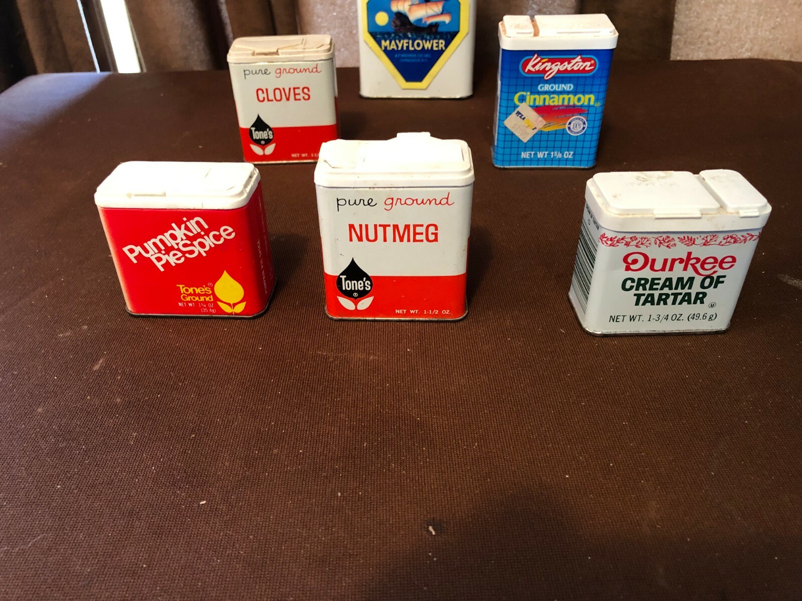 6 VINTAGE TINS Durkee-Tone's-Kingston and MORE