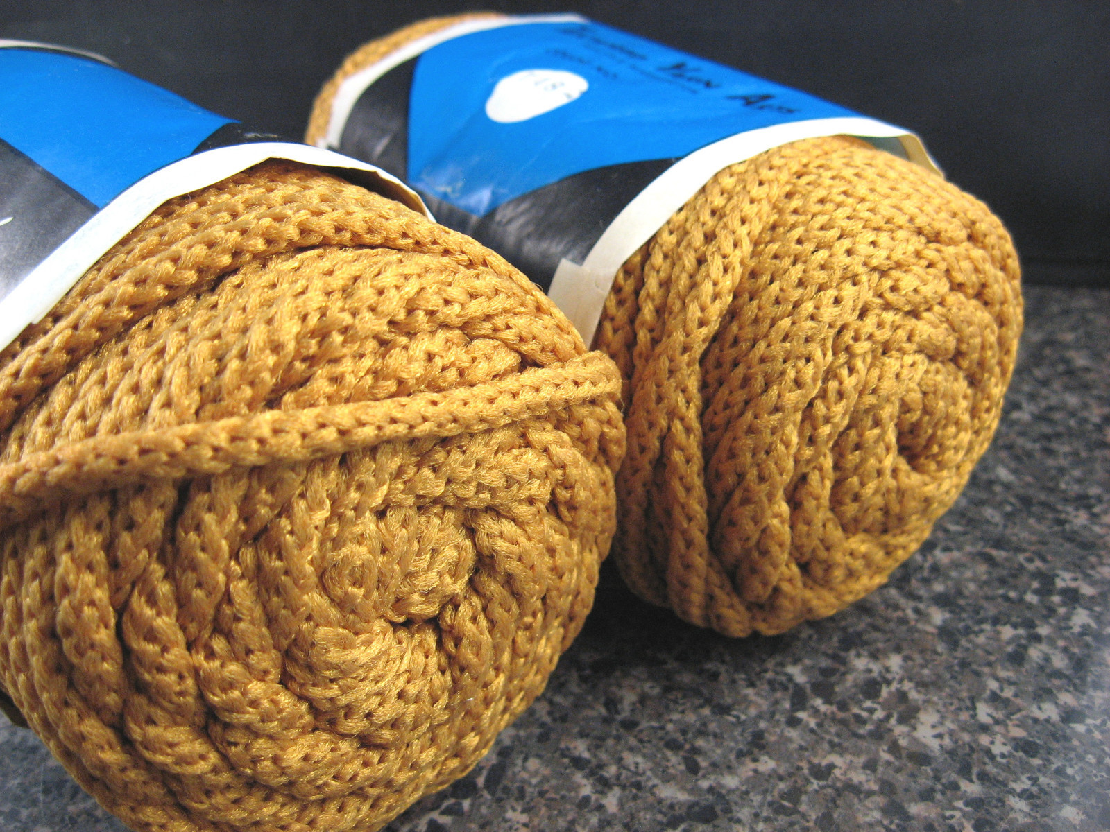 NOS 2 Rolls = 300' Elefant Craft Macrame Yarn Knitted Cord GOLD Herculon