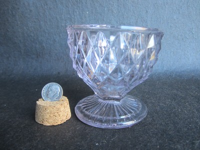 Antique EAPG Civil War Era Sawtooth Pattern Pressed Glass Footed Table Salt #1