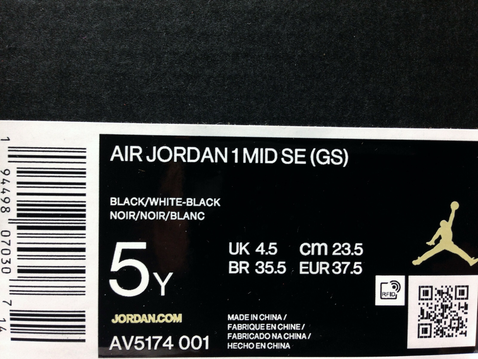 NIKE AIR JORDAN 1 MID SE (GS) BLACK/WHITE-BLACK SIZE 5Y/WOMEN 6.5 [AV5174- 001]: купить с доставкой из США, цена 18 578 руб - (164671346602)