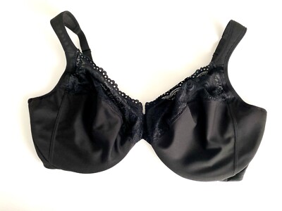 Glamorise 46H Bra Black Low Cut Wonder Wire Back Closure 1240 Adjustable Straps