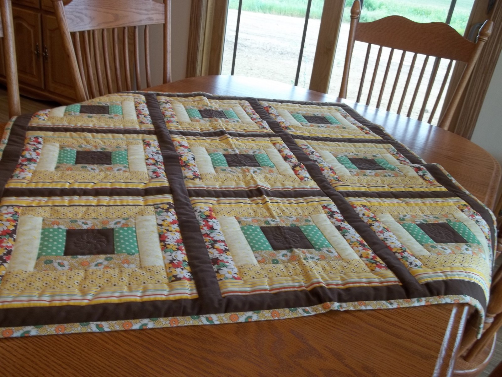 30's Prints Tablecloth/Table Topper, Handcrafted & Hand Quilted, 41 1/2