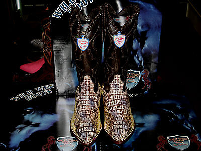 Pre-owned Wild West Boots Wild West Natural Caiman Crocodile Hornback Western Boot J-toe (d) 2990549 In Beige