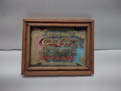 Vintage Dollhouse Miniatures Coca Cola Advertising Mirror Sign Mini Coke Soda