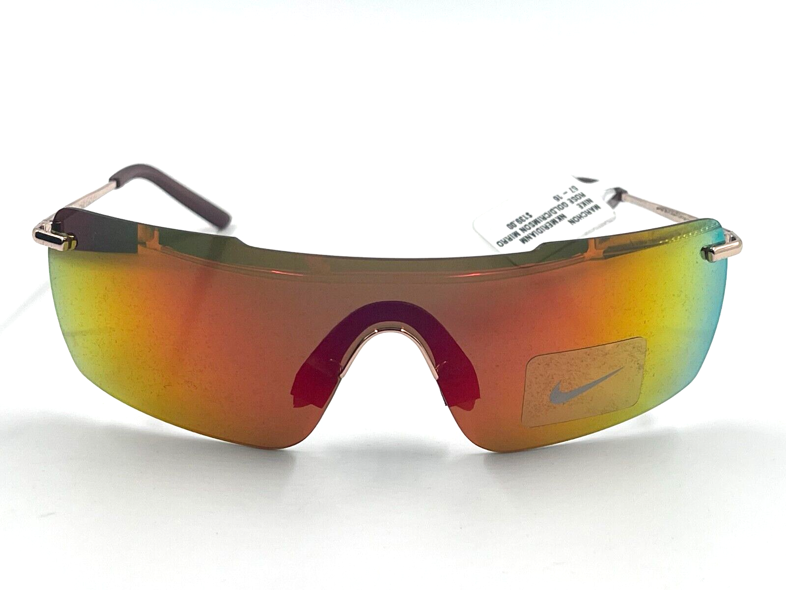 Nike Women's Meridian Rose Gold/Crimson Rimless Shield Sun Glasses