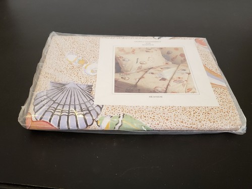 Vintage Gloria Vanderbilt for Martex SEASIDE Pattern TWIN FLAT SHEET 1970s NEW