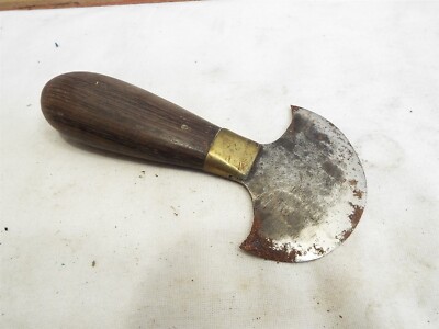 Small C.S Osborne Newark NJ Leather Craft Round Moon Head Knife Tool Rosewood