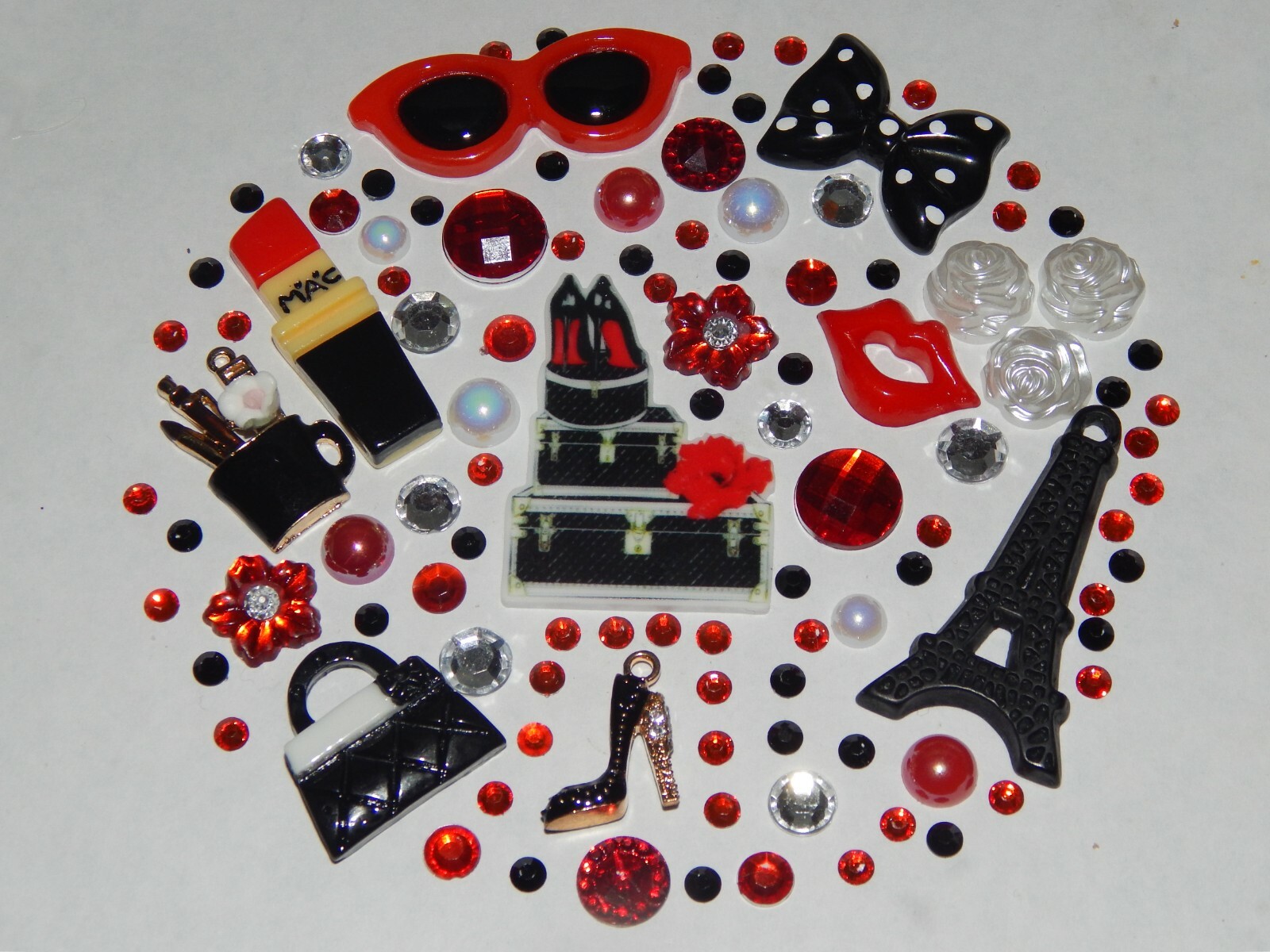 P60  DIY Bling Girly Deco Kit Gems Kawaii Flatbacks Cell Case Badge Reel