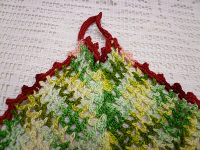 Lot 5 Pc Vtg Christmas Crochet Trivet Hot Pad Dish Cloth Red Green Crocheted