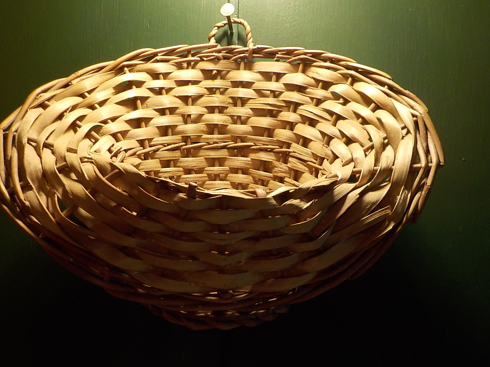 Vintage Wall Pocket Basket Planter Woven Wicker Rattan