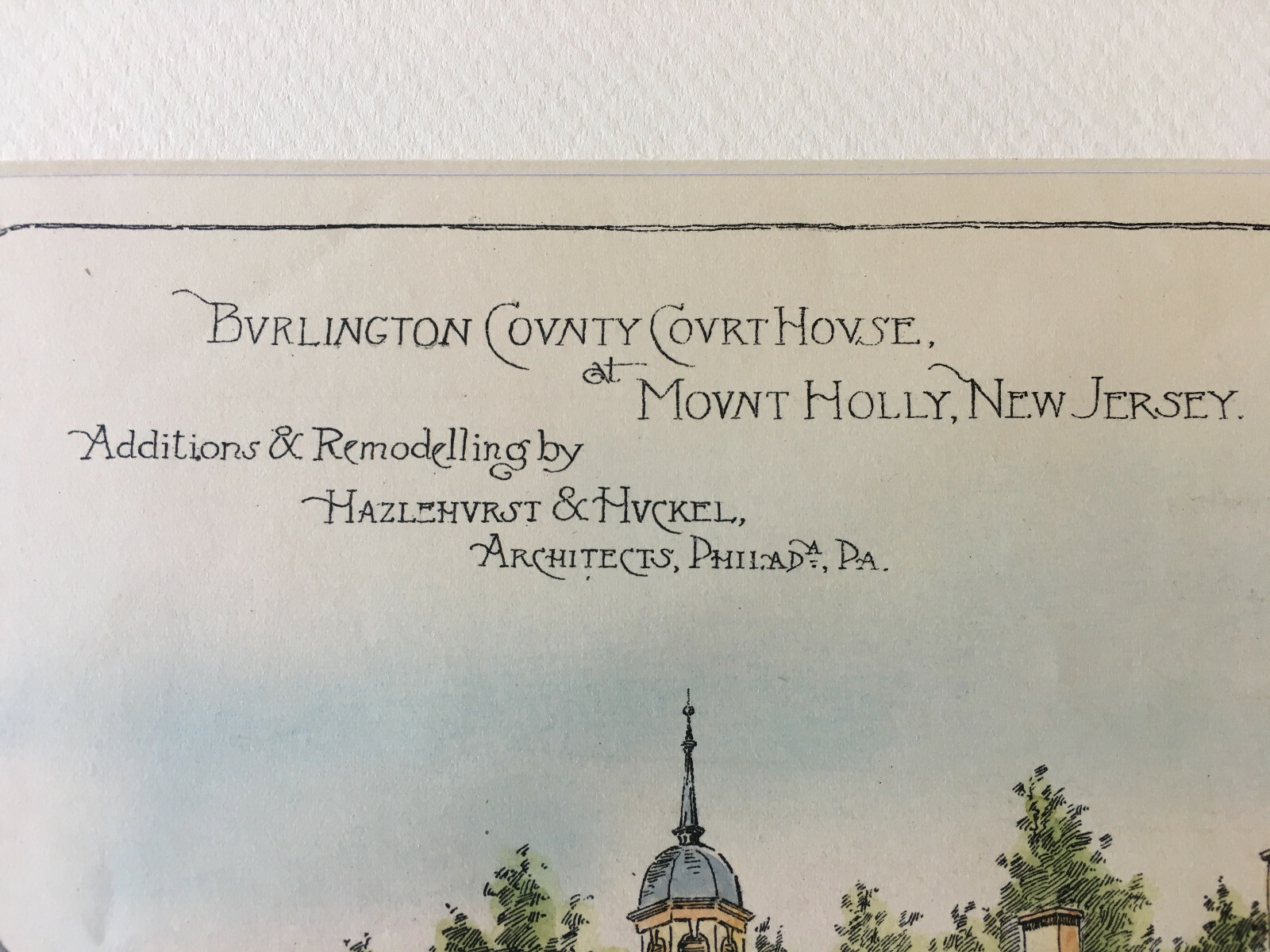 Burlington County Court House, Mt Holly, NJ, 1886, Original Hand Colored