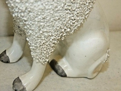 Pair Antique STAFFORDSHIRE England WHITE POODLE Dog Figurines, 7