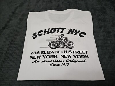 Schott NYC an American Original Motorcycle White S/S TShirt SZ XL: Made USA 