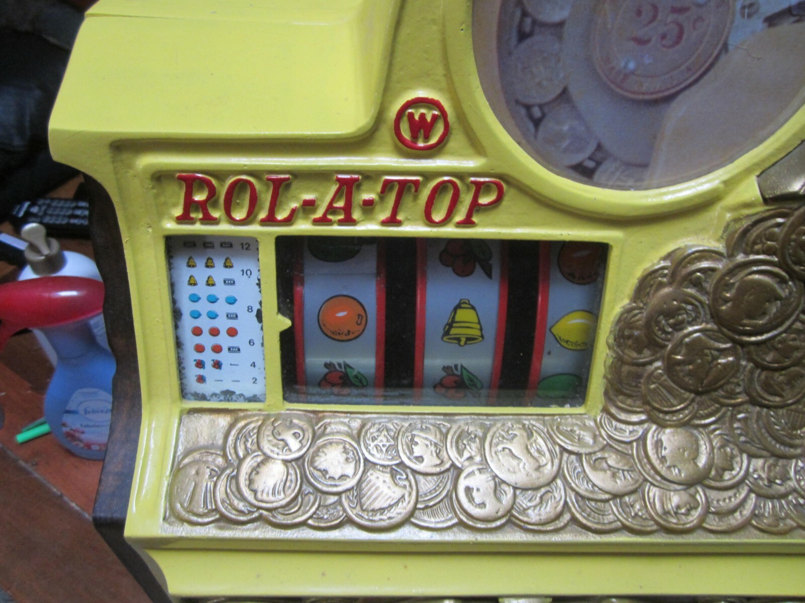 1934-WATLING GOLD COIN  25c ROL-A-TOP SLOT MACHINE,MINT condition