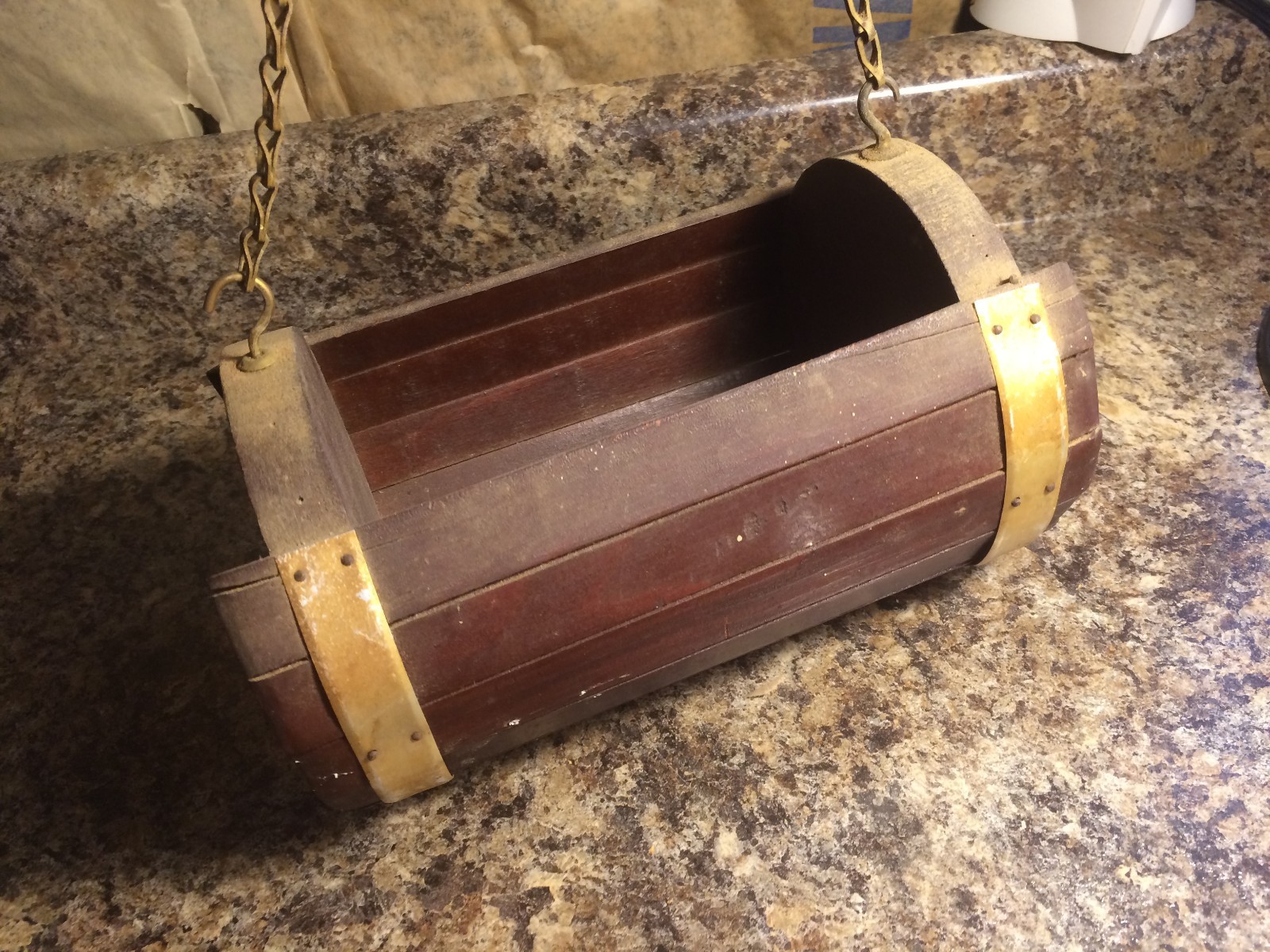 Vintage Rustic Wooden Hanging Artificial Foliage Flower Holder