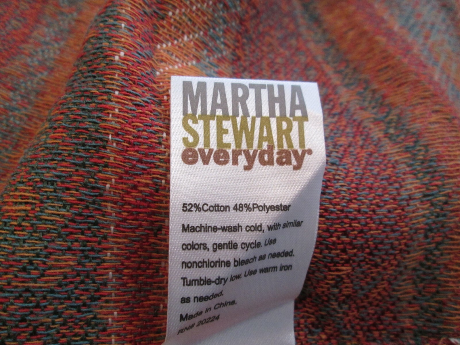 Martha Stewart Tablecloth Stripes Round Rust Green Brown 70