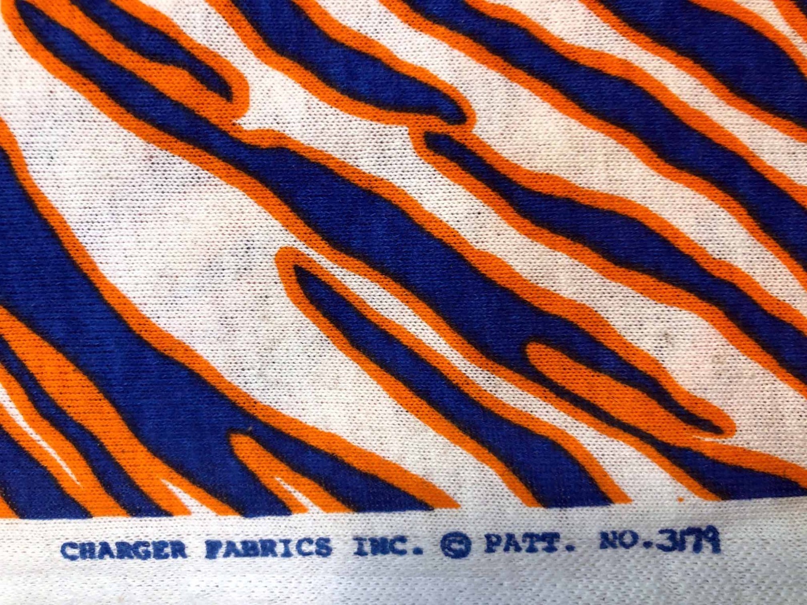 Vintage 90's Zubaz Blue/Orange Zebra Stripe-BRONCOS-4 yds. 64