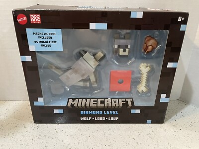 2023 Mattel Minecraft - DIAMOND LEVEL WOLF LOBO LOUP Collector Figures