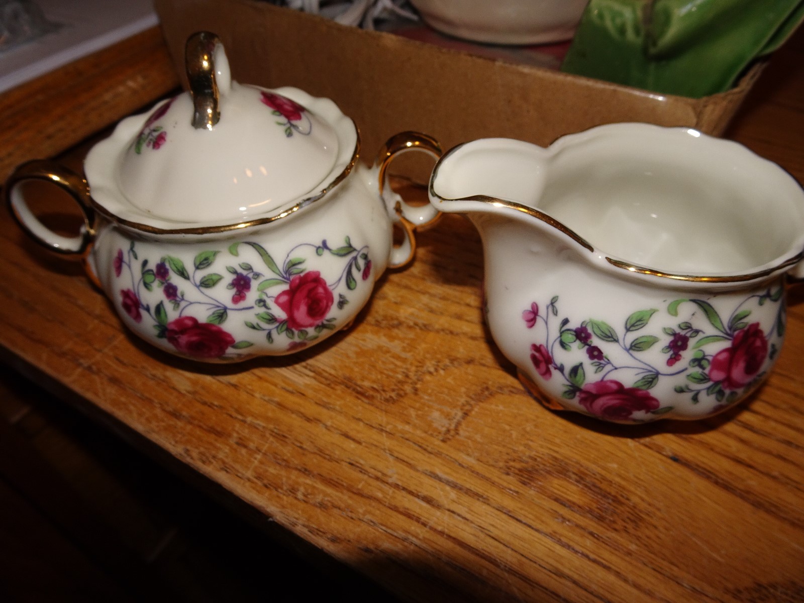 Royal Sealy China Japan Cream and Sugar Roses