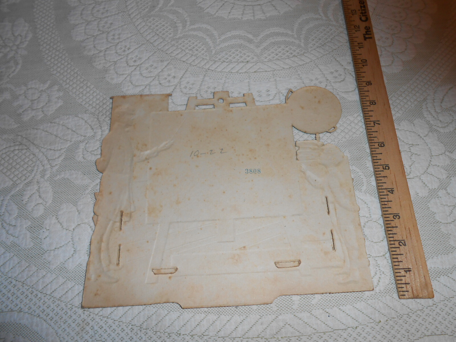 Large Antique Victorian Dimensional Fold Open Die-Cut  School Boys & Teacher NOS