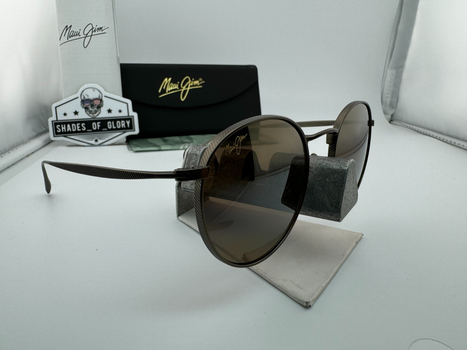 Pre-owned Maui Jim Nautilus Mj 544n-20c Asian Fit Titanium Hcl Bronze Polarized Sunglasses