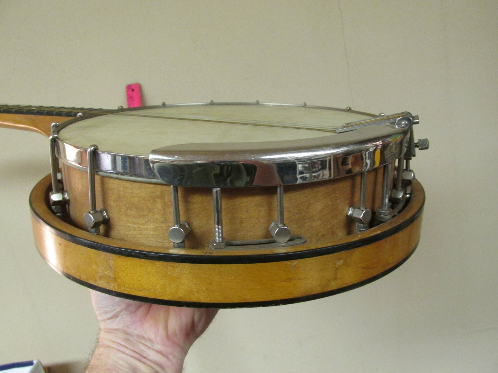 Vintage Tenor 4 String Banjo (Unmarked) Bird's Eye Maple Resonator