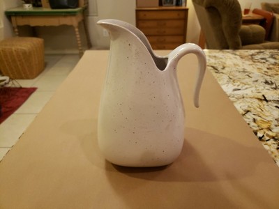 Vintage MCM Ceramic Beige Pitcher Set