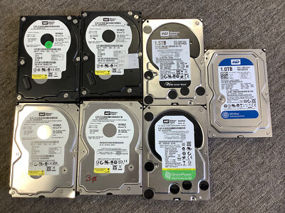 Lot of 7 Western Digital 160GB 1TB 1.5TB 2TB Hard Drive