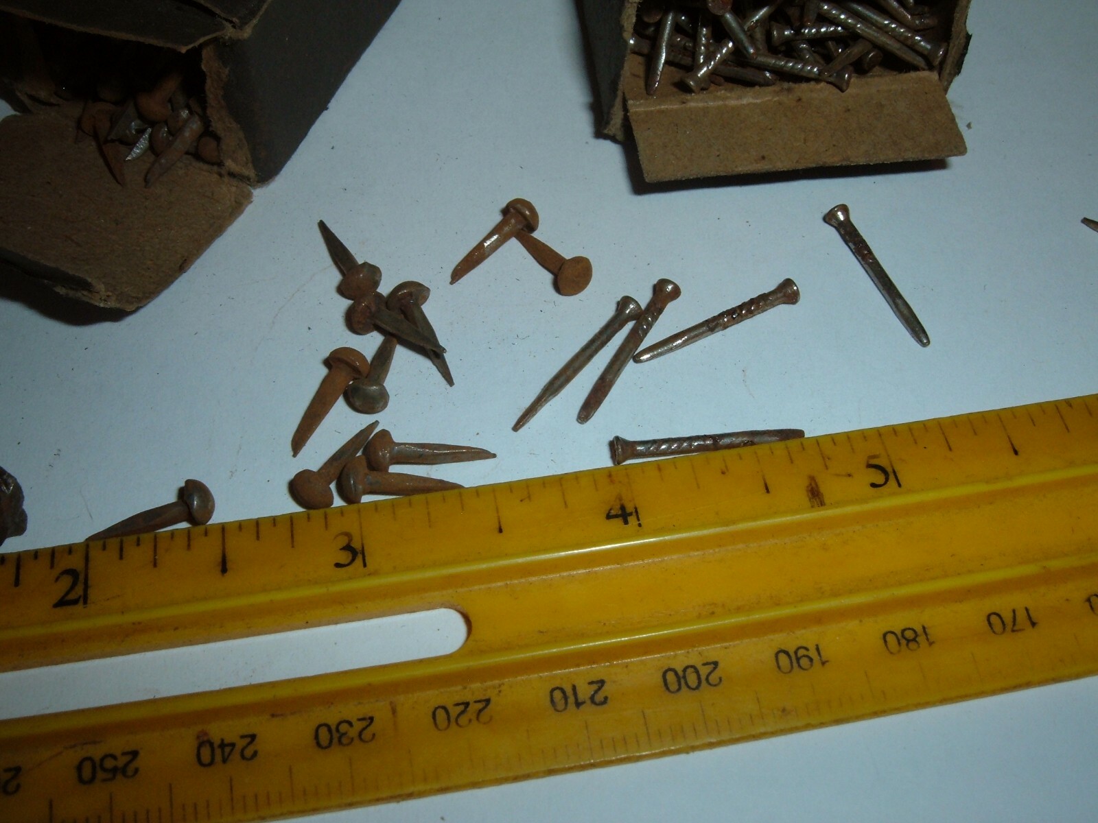 3boxes Rose head nails & skinny nails & round head tacks antique old vtg rustic