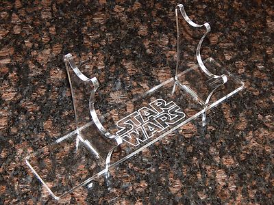 Acrylic 2 tier Light saber display stand holder w engraved Star Wars image