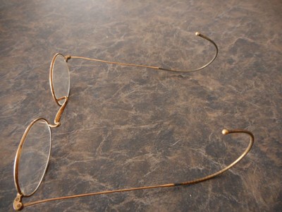 Antique VINTAGE Eye Glasses Spectacles Gold Tone Round Prescription 1920's ?