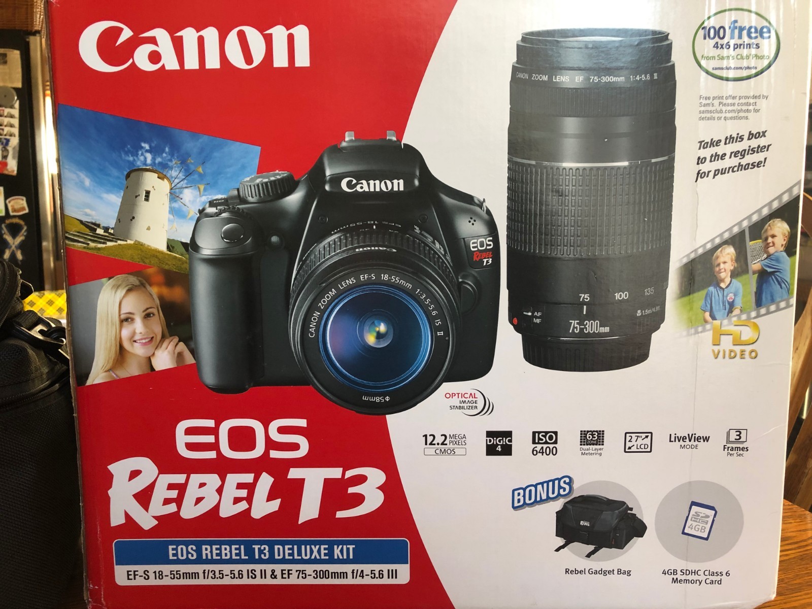 Canon EOS Rebel t3 Deluxe Kit Bundled with 18-55mm, 75-300mm, and 28-135mm +more