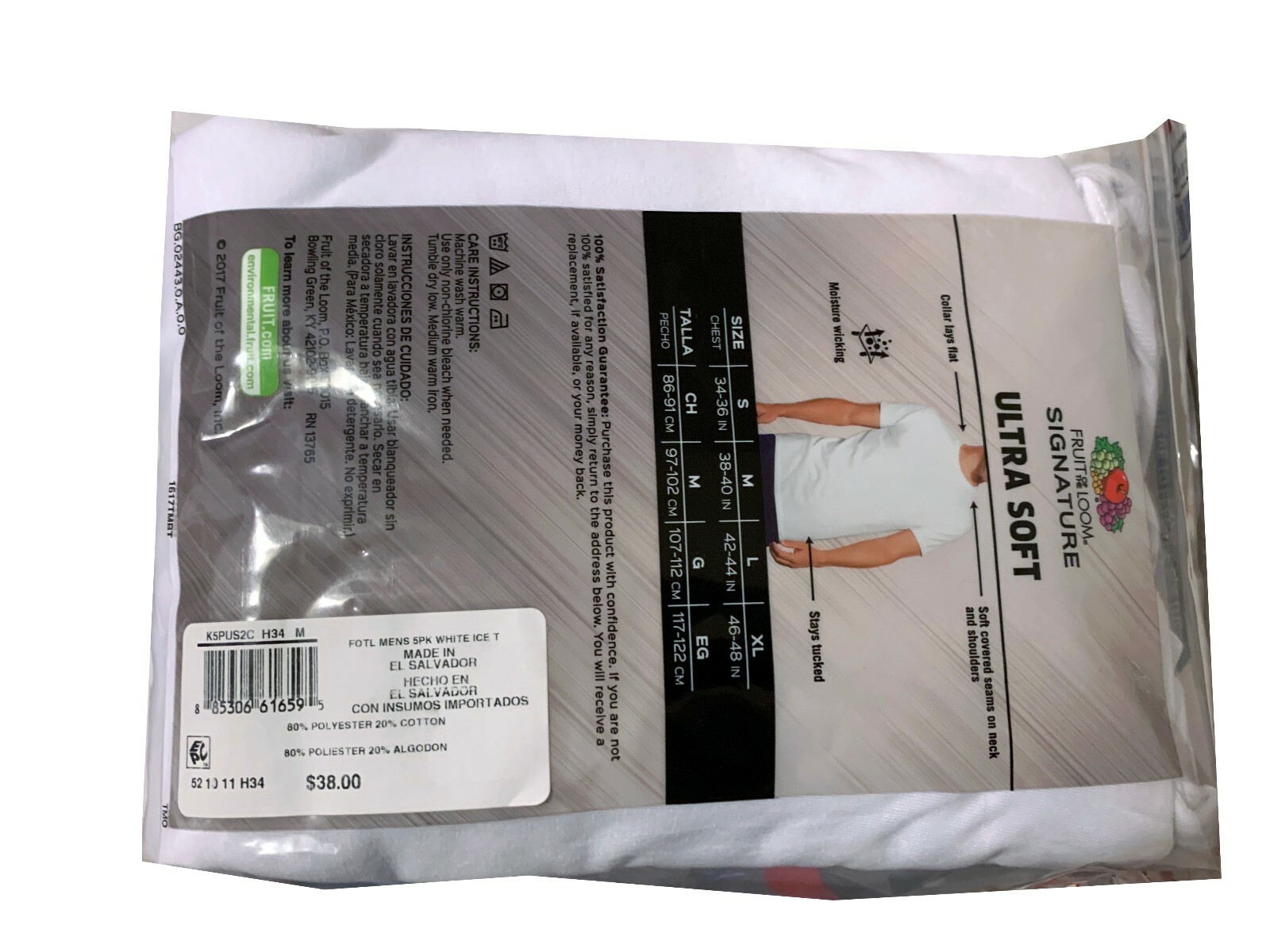 Pre-owned Fruit Of The Loom ® Men's 5-pack Crew T-shirt "signature & Ultra Soft" In White