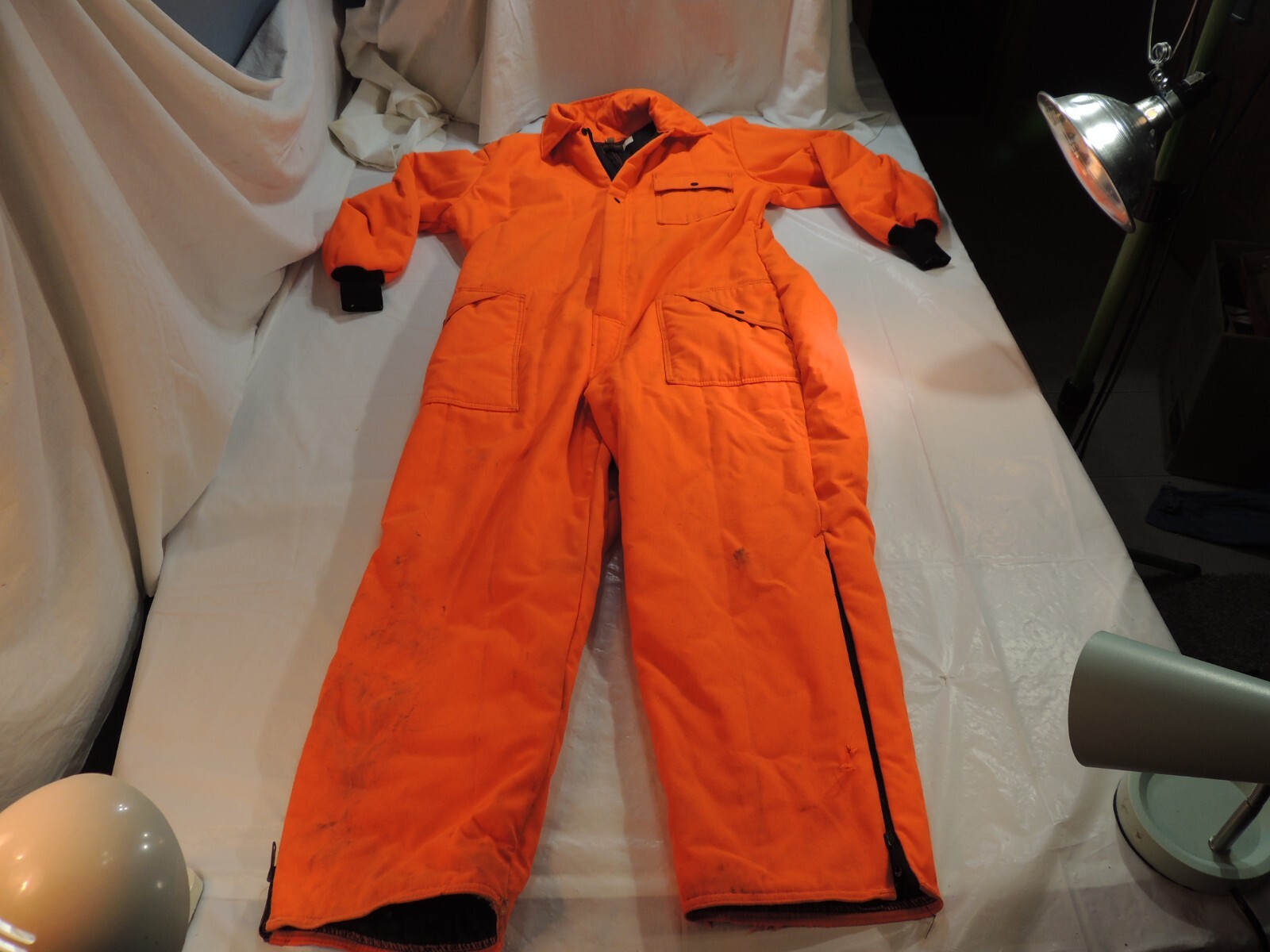 Men's Vintage SAFTBAK USA Safety Orange Lined Coveralls Hunting Suit XL