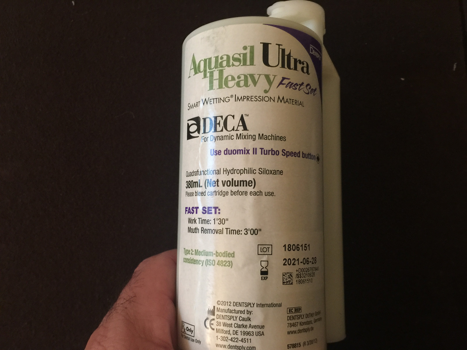 2 Genuine Dentsply Aquasil Ultra Deca Heavy Fast Set 380ml Impression Exp 2021