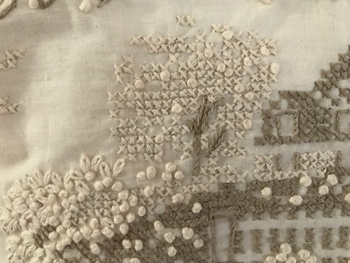 Beautiful Hand Embroidered Knot Sampler! Very well done! Shabby chic Farmhouse!