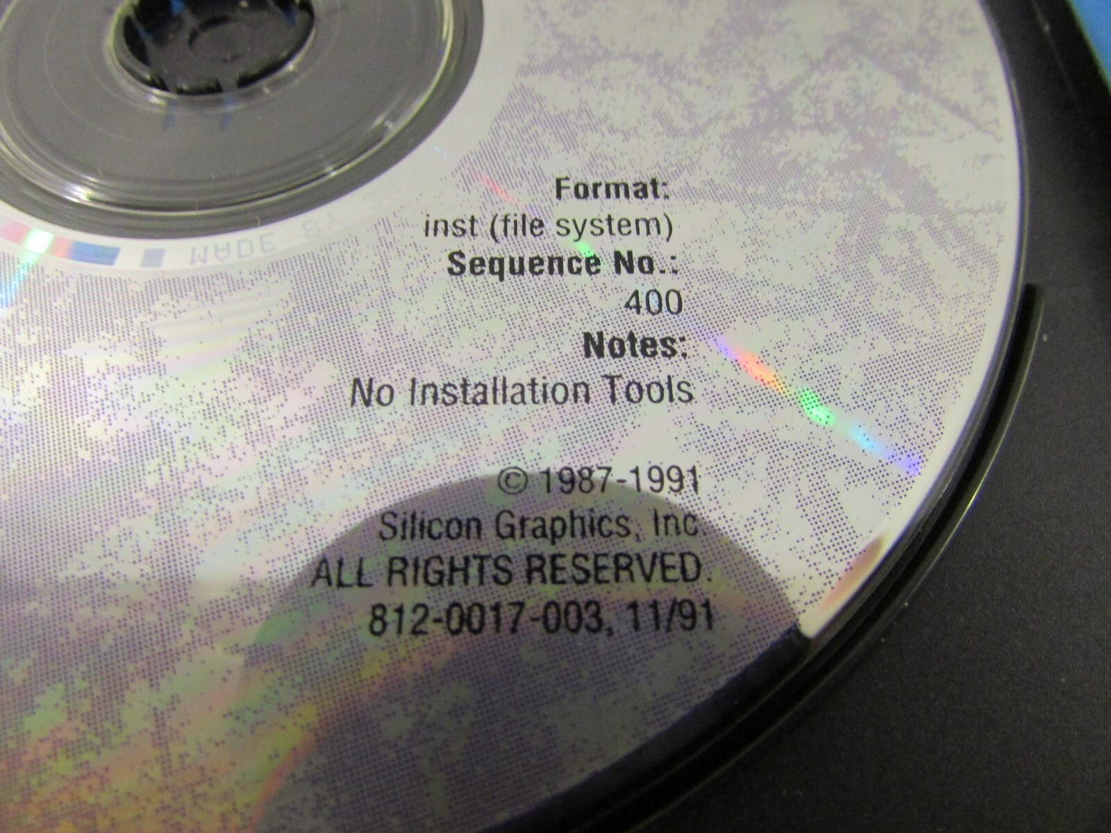 SGI Silicon Graphics IRIS Development Option 4.0.1 CD 812-0017-003 Sequence 400