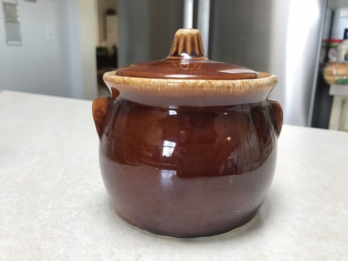 Vintage Hull Brown Drip Handled Sugar Bowl w/Lid - USA