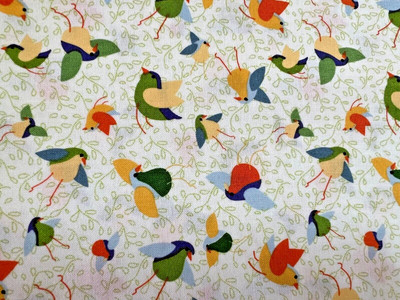 1 Yard Birds 100% Cotton Hello Sunshine Fabric by Virginia Odien