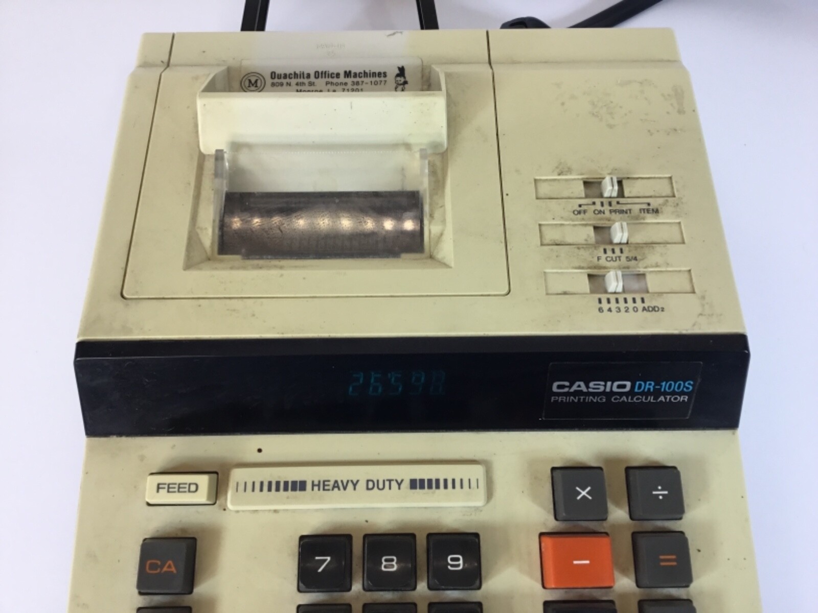 Casio DR-100S Heavy Duty Adding Machine Printing Calculator Tested And Working